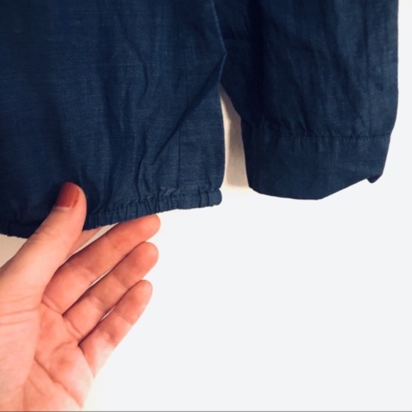 LOFT Chambray Ruffled Long Sleeve Blouse - Picture 5 of 7